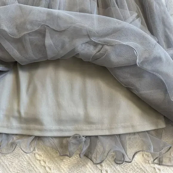 Ryu Gray Lace Tulle Fit Flare Dress L Prom Dance Romantic Balletcore Fairycore - Picture 9 of 12